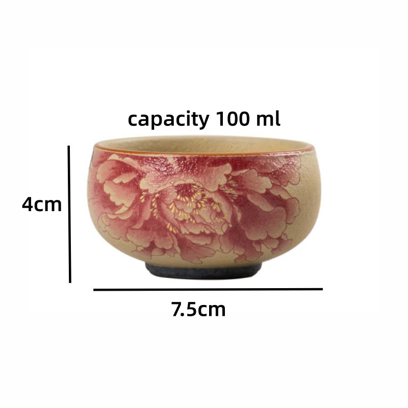 Artisan 'Fire-Stone' Blue & White Peony Master Tea Cup