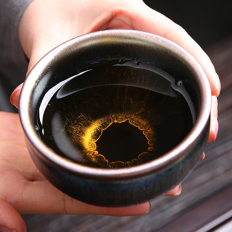 Temmoku Porcelainess | 'Aura of the East' Colorful Gold Jian Zhan Cup