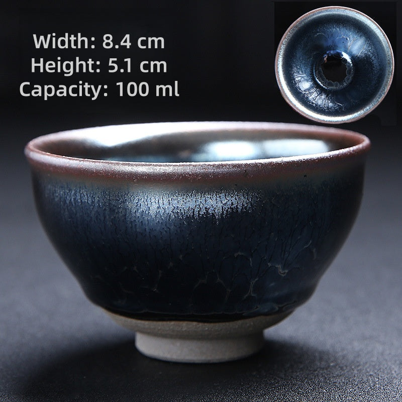 Temmoku  'Aura of the East' Colorful Gold Jian Zhan Cup - detail view 9, Jingdezhen artisan ceramic