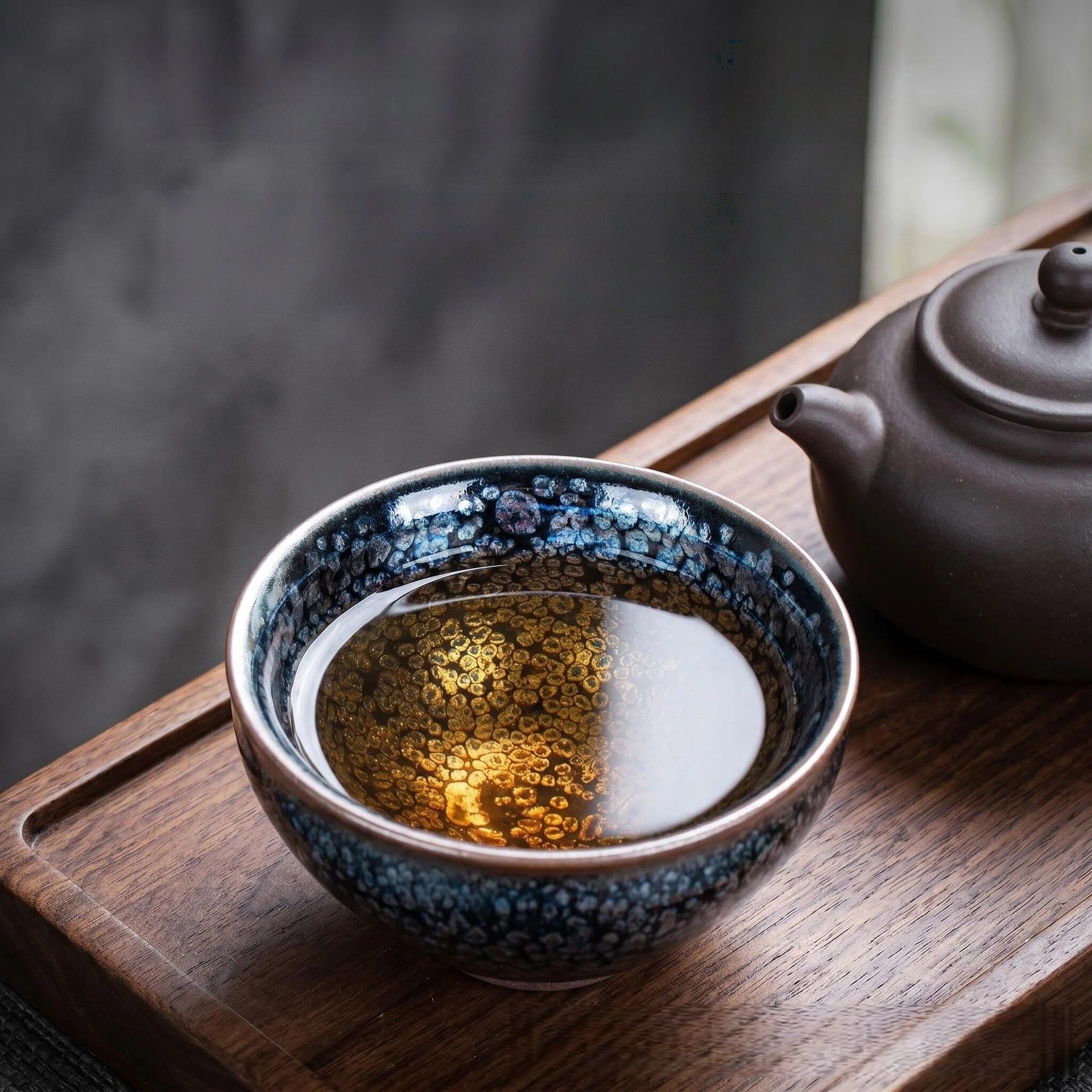 Artisan Jian Zhan Silver Oil Drop Tea Cup - detail view 2, Jingdezhen artisan ceramic