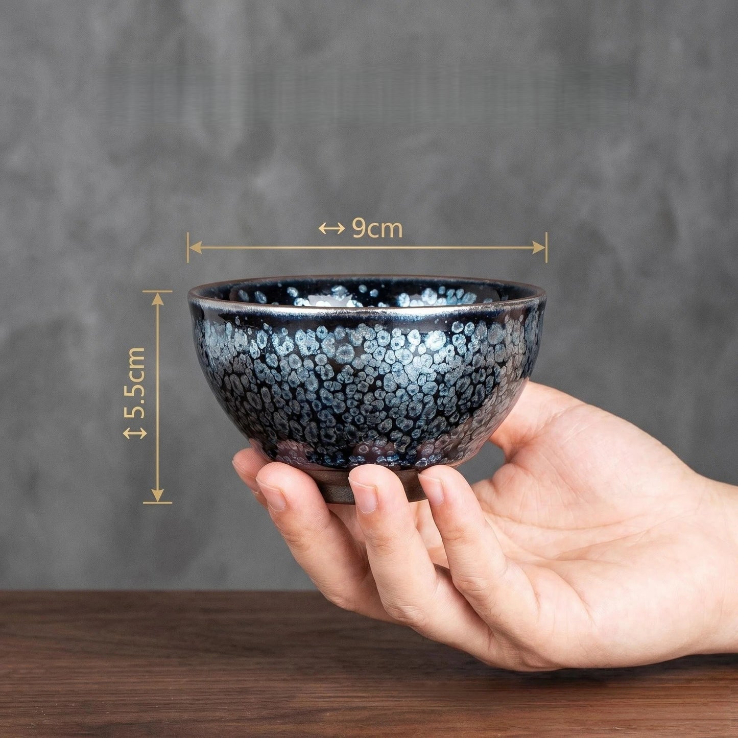 Artisan Jian Zhan Silver Oil Drop Tea Cup - detail view 5, Jingdezhen artisan ceramic