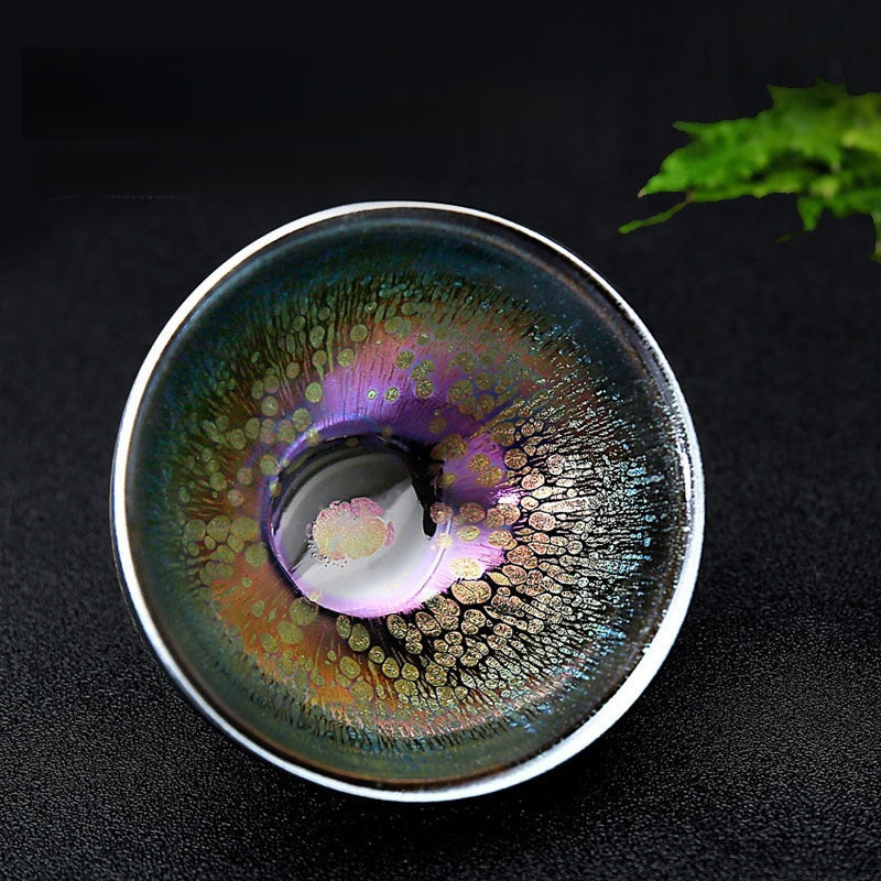 Rainbow Yaobian Tenmoku Tea Cup - detail view 6, Jingdezhen artisan ceramic
