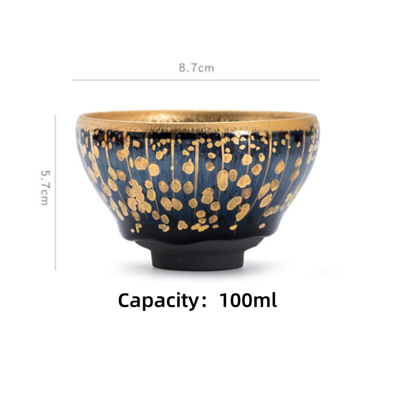 Artisan Gilded Gourd Jian Zhan Cup - detail view 5, Jingdezhen artisan ceramic