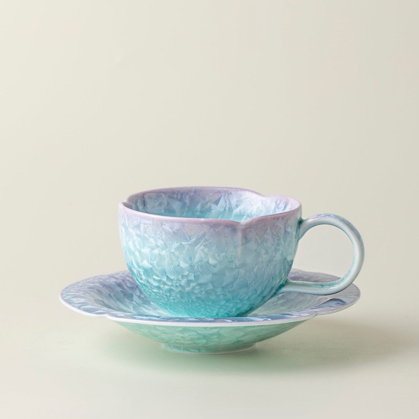 Celestial Crystalline Glaze Cup & Saucer - Aurora Collection