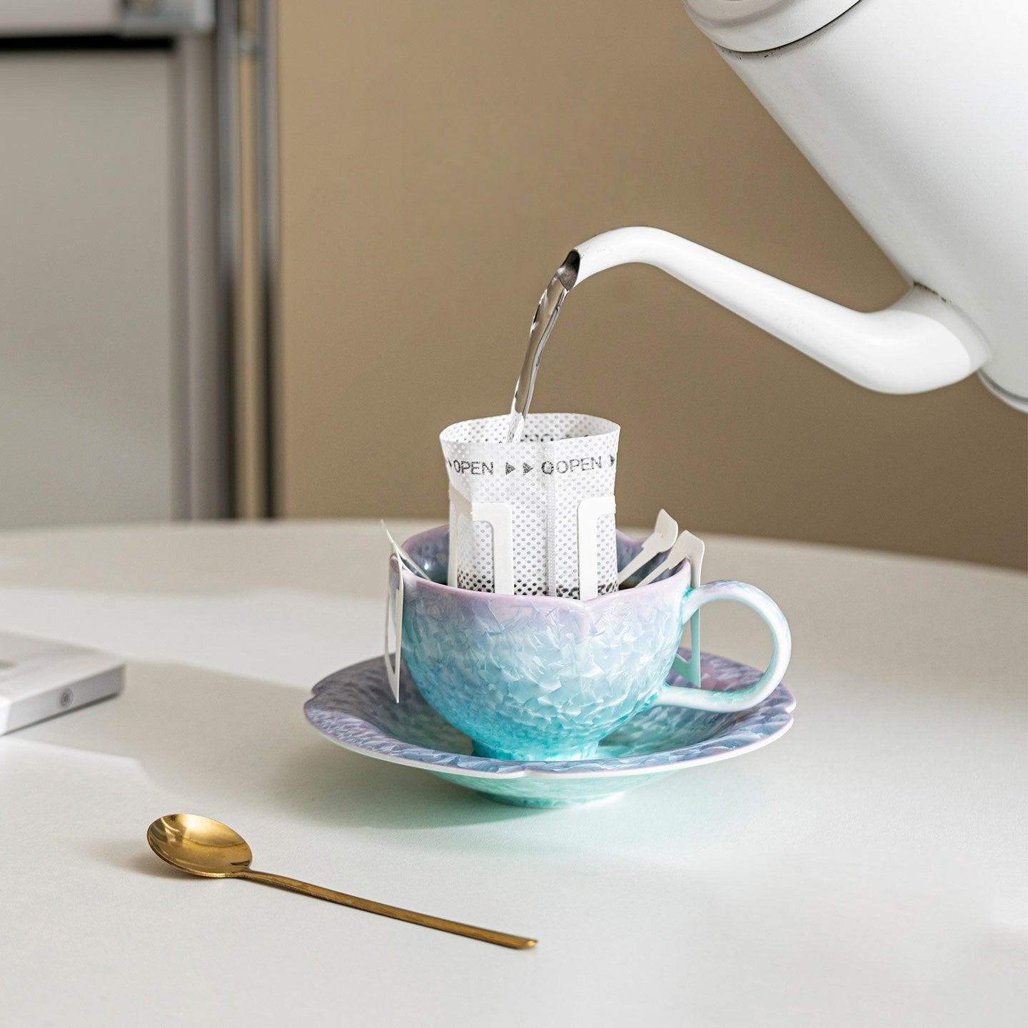 Celestial Crystalline Glaze Cup & Saucer - Aurora Collection