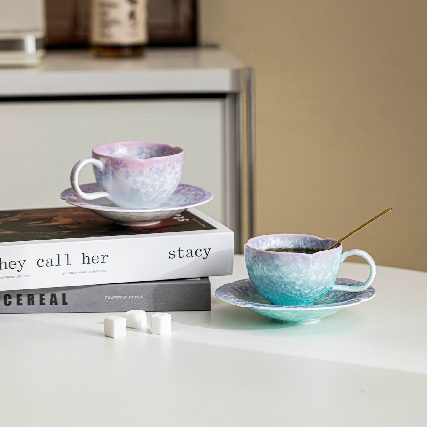 Celestial Crystalline Glaze Cup & Saucer - Aurora Collection