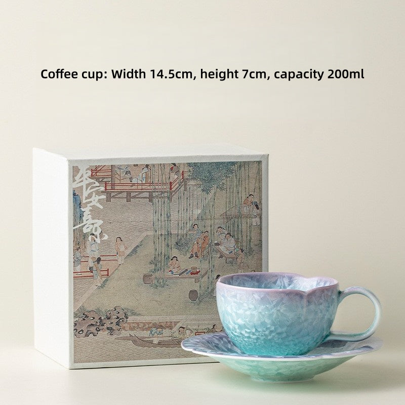 Celestial Crystalline Glaze Cup & Saucer - Aurora Collection