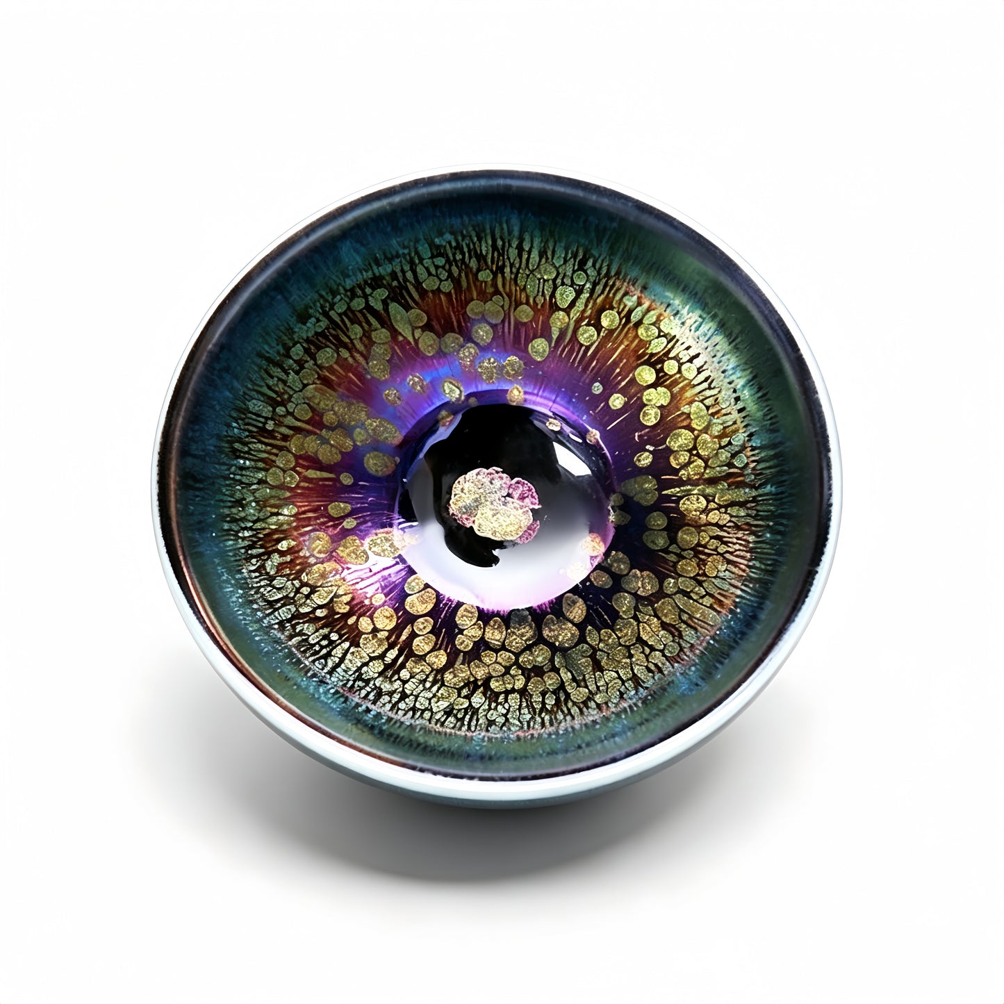 Rainbow Yaobian Tenmoku Tea Cup - detail view 3, Jingdezhen artisan ceramic