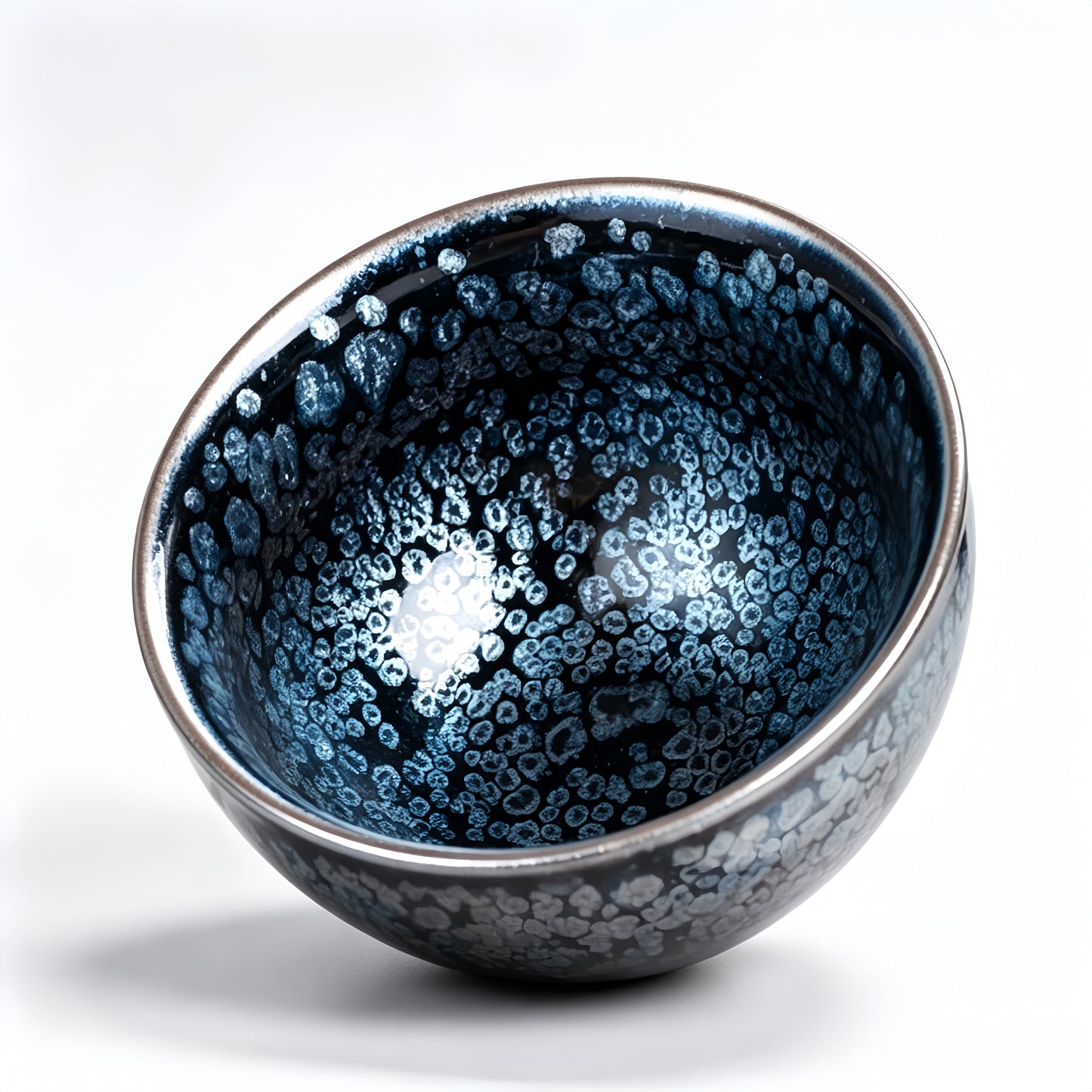 Artisan Jian Zhan Silver Oil Drop Tea Cup - detail view 3, Jingdezhen artisan ceramic