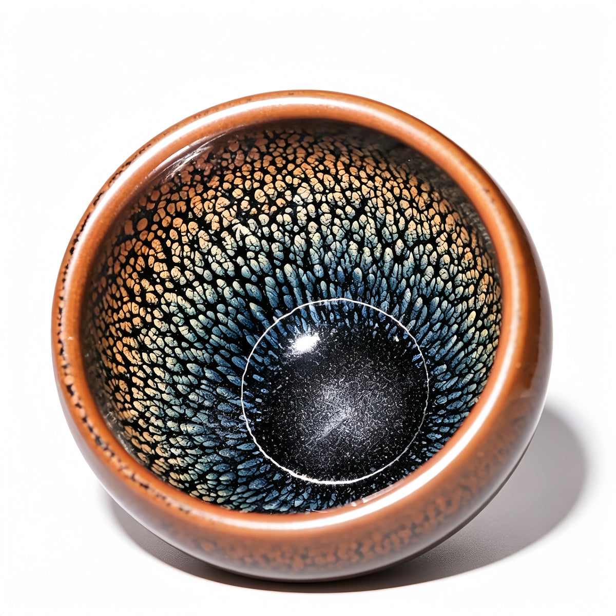 Temmoku  'Golden Partridge' Artisanal Jian Zhan Tea Cup - detail view 2, Jingdezhen artisan ceramic