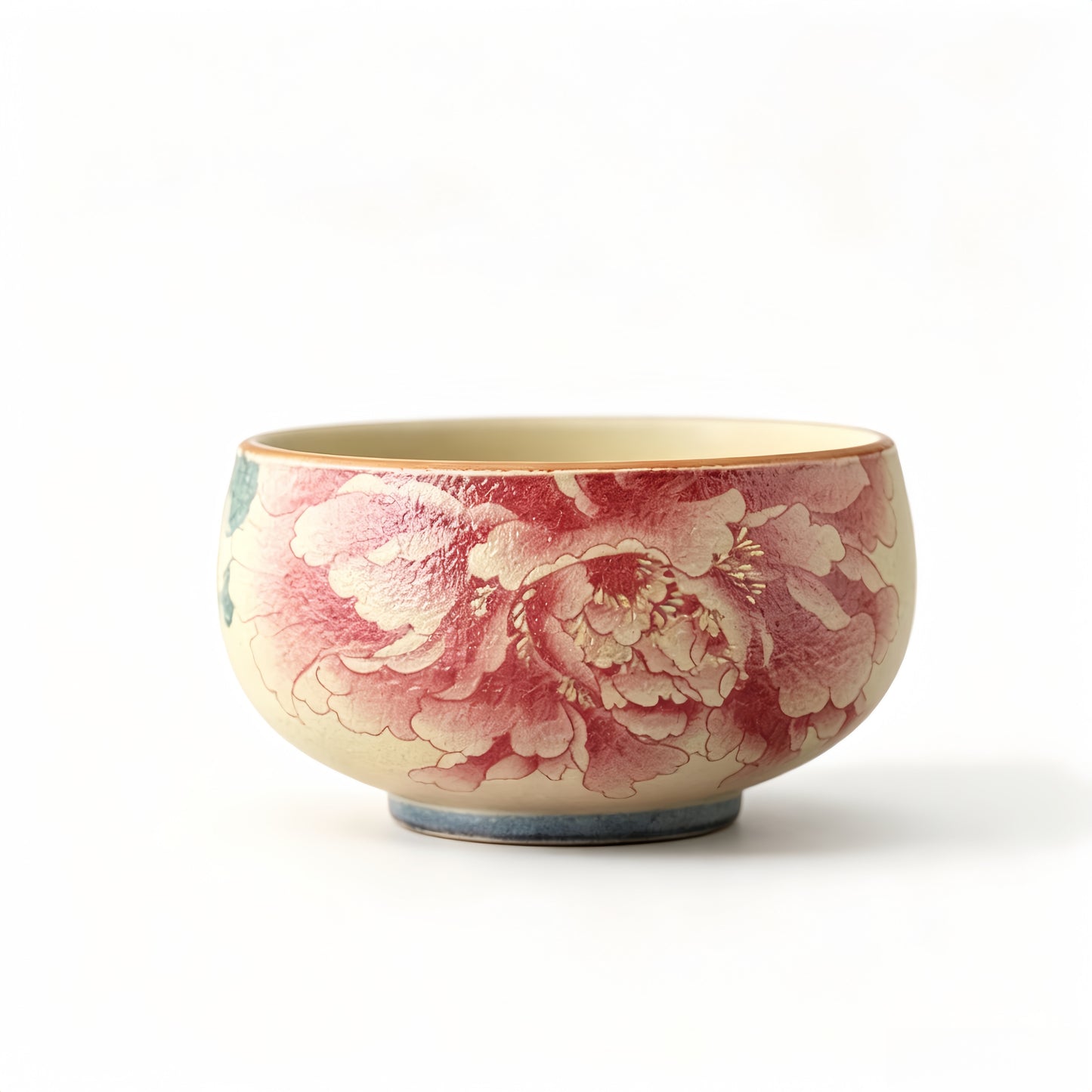 Artisan 'Fire-Stone' Blue & White Peony Master Tea Cup - detail view 3, Jingdezhen artisan ceramic