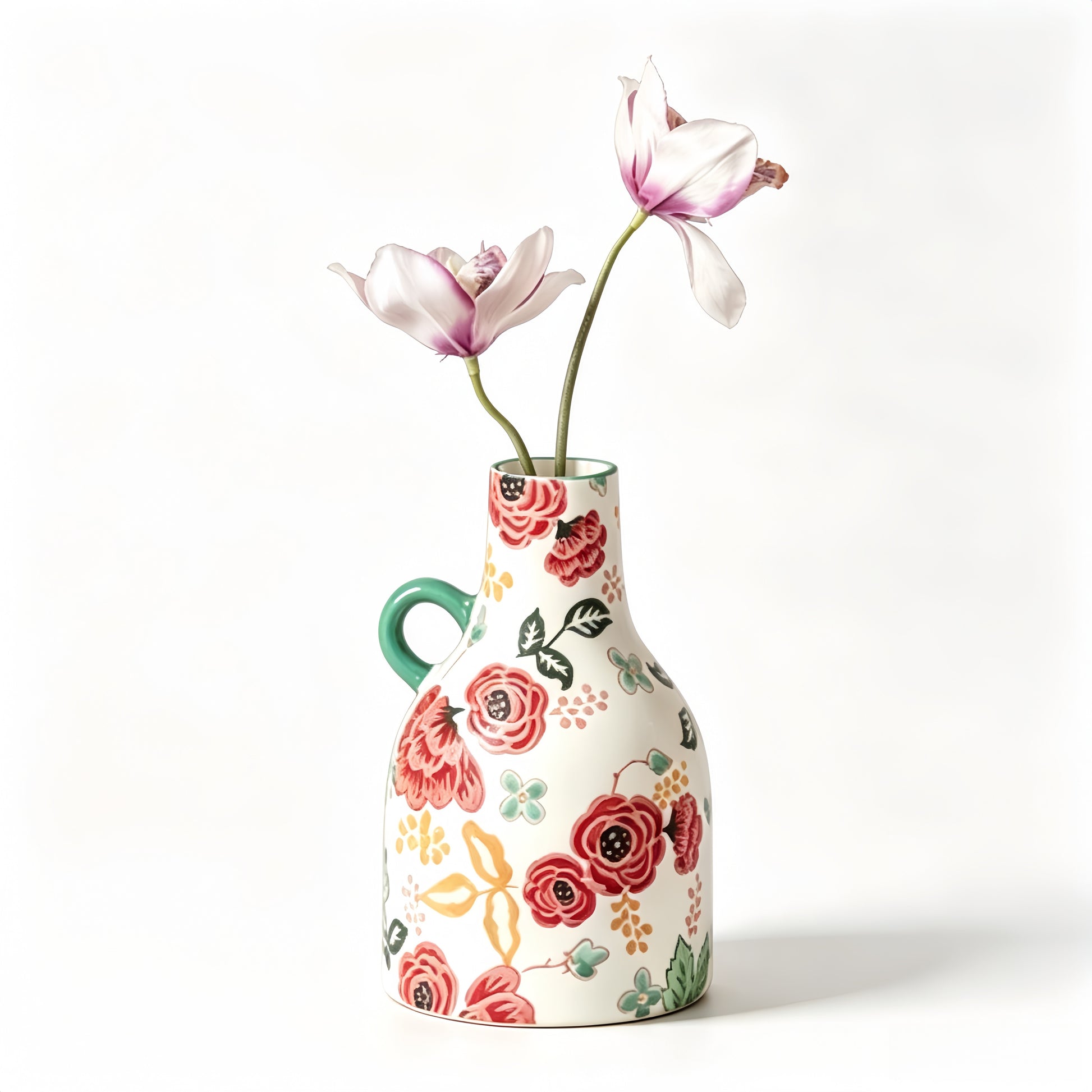 Floral Whisper' Underglaze Hand-Painted Ceramic Artisan Vase - detail view 2, Jingdezhen artisan ceramic