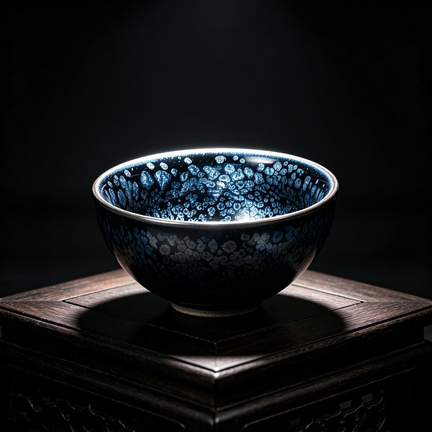 Artisan Jian Zhan Silver Oil Drop Tea Cup - handcrafted from Jingdezhen, China