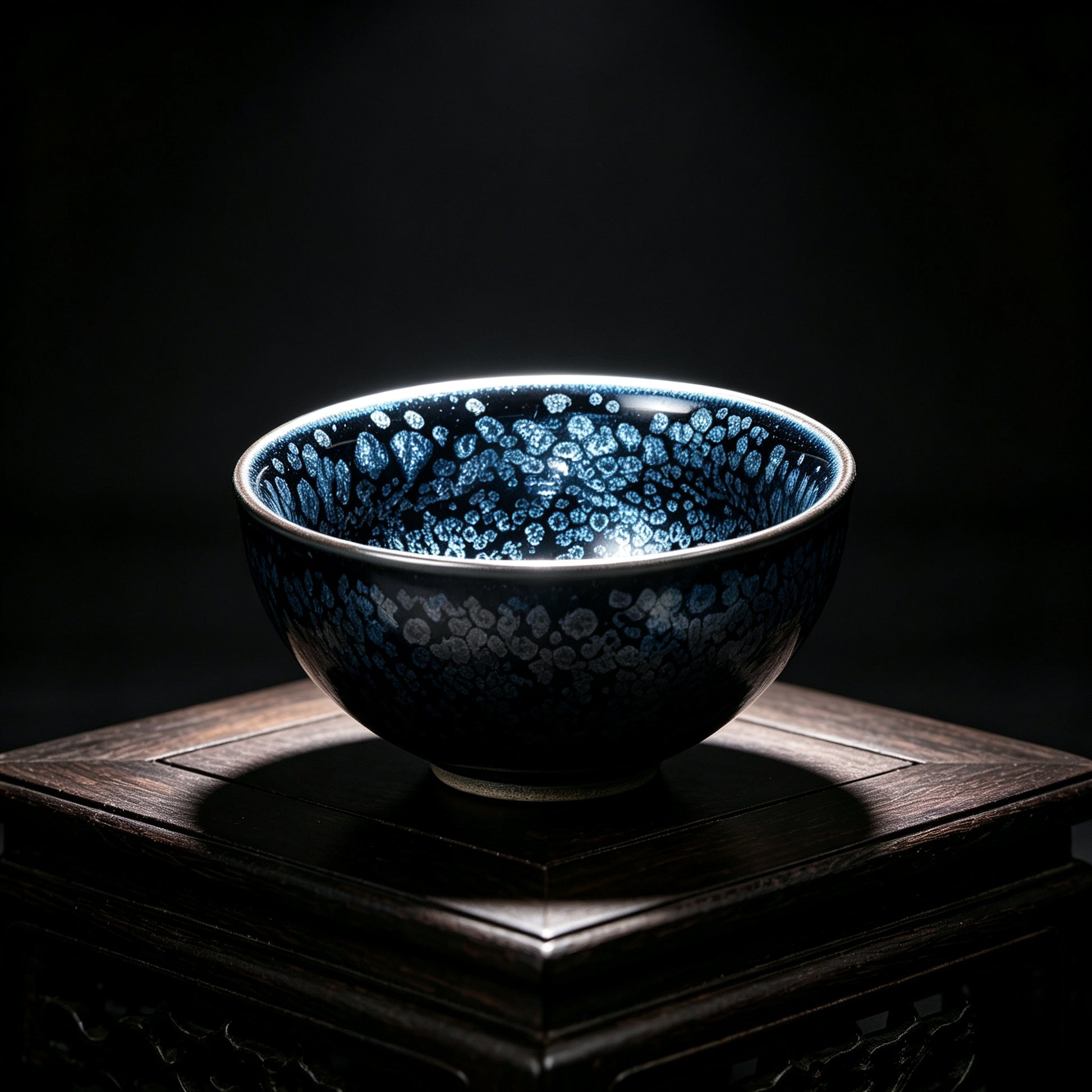 Artisan Jian Zhan Silver Oil Drop Tea Cup - handcrafted from Jingdezhen, China