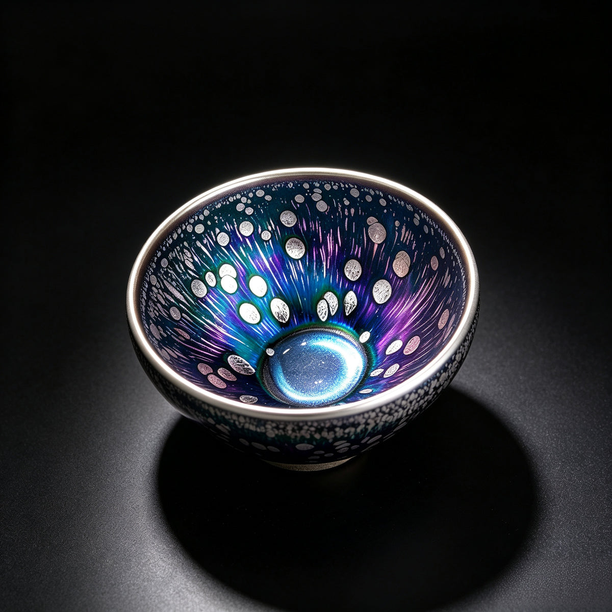 Temmoku  'Blue Lotus' Dragon-Scale Jian Zhan - handcrafted from Jingdezhen, China