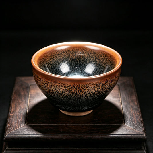 Temmoku Porcelainess | 'Golden Partridge' Artisanal Jian Zhan Tea Cup