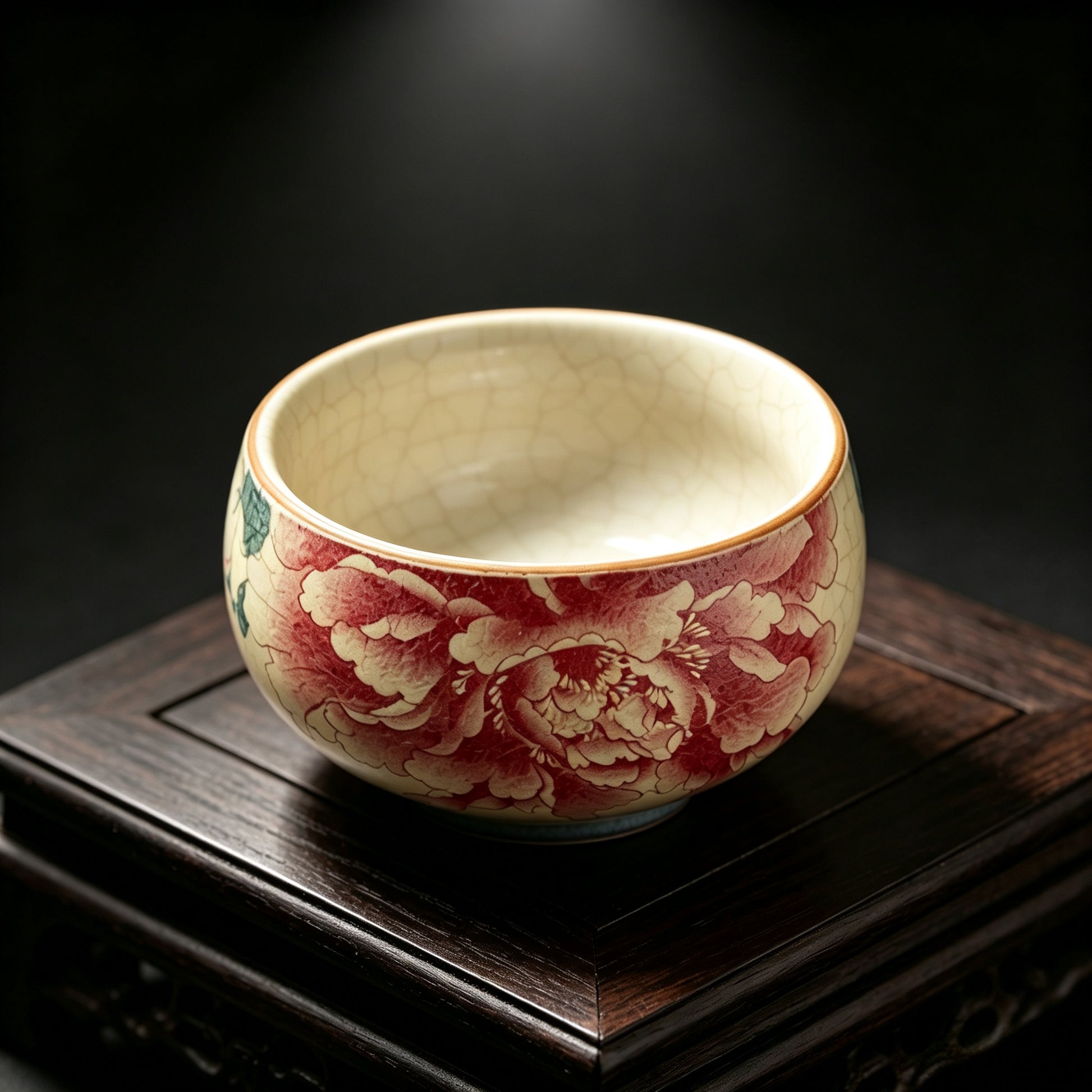 Artisan 'Fire-Stone' Blue & White Peony Master Tea Cup - handcrafted from Jingdezhen, China