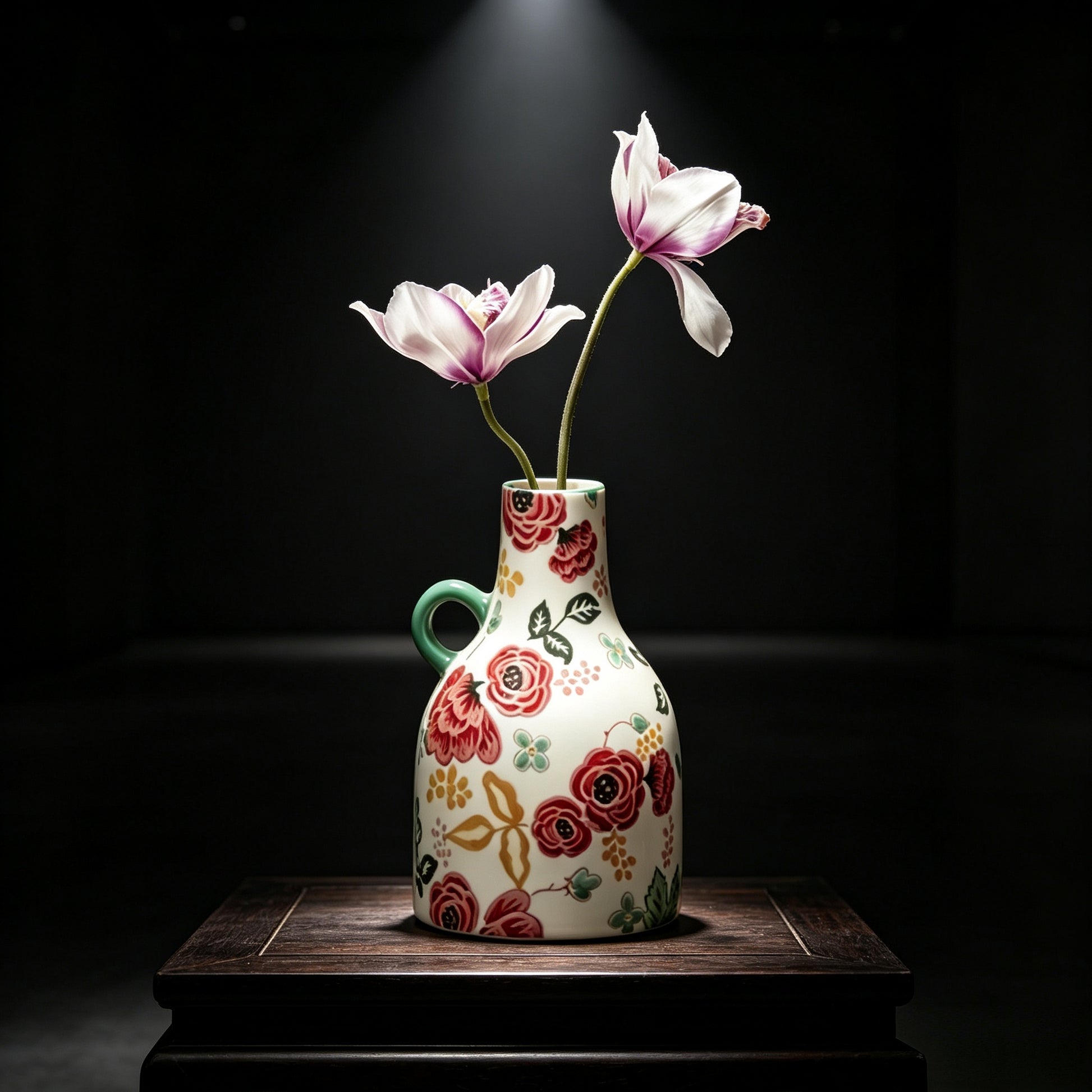 Floral Whisper' Underglaze Hand-Painted Ceramic Artisan Vase - handcrafted from Jingdezhen, China