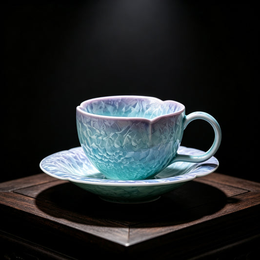 Celestial Crystalline Glaze Cup & Saucer - Aurora Collection