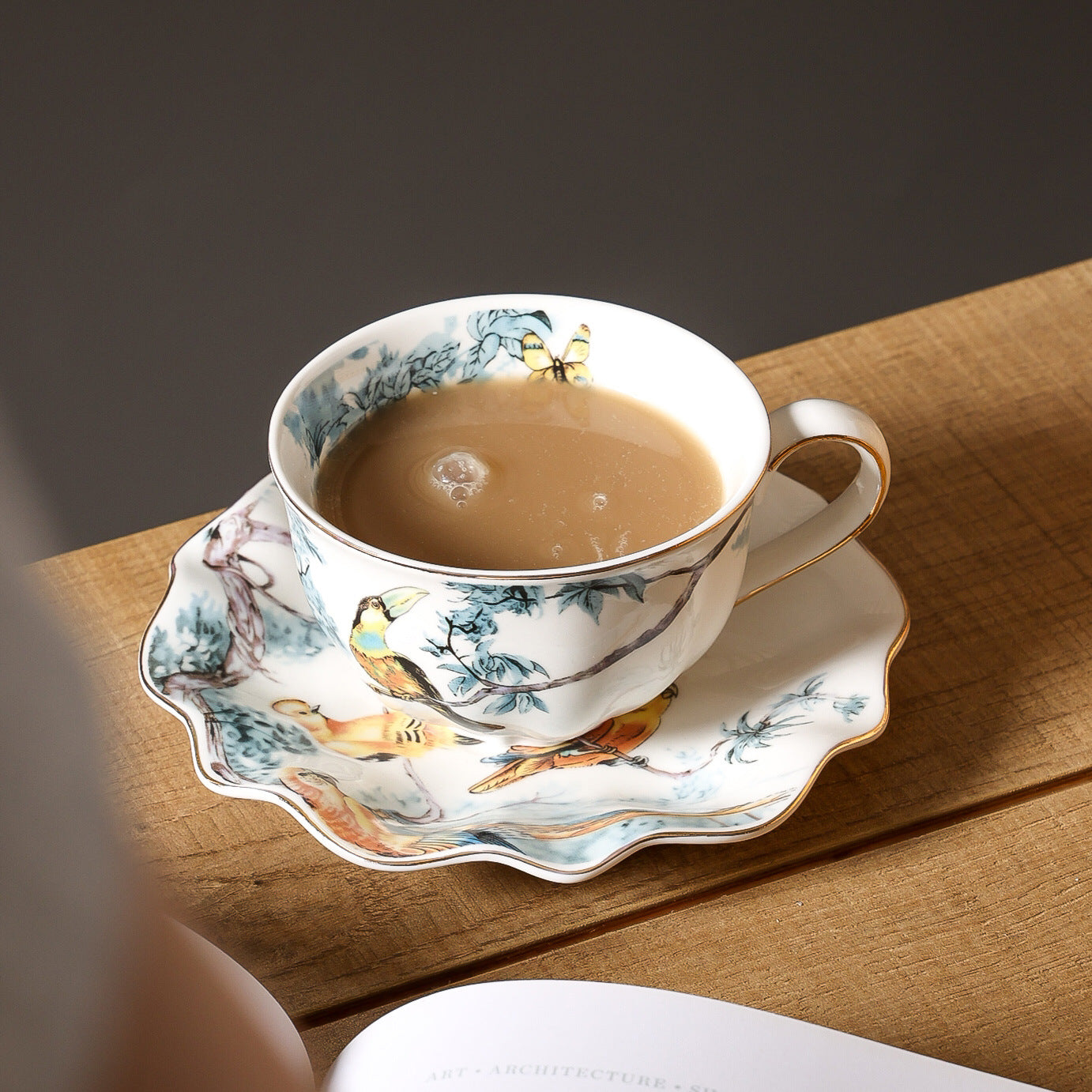 The Celestial Aviary - Hand-Painted Gilded Bird and Flower Tea Set
