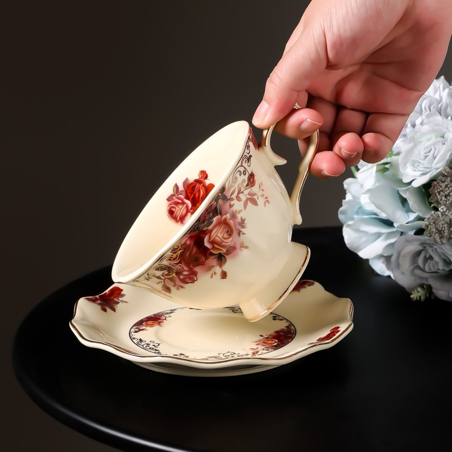 The Heritage Rose - Regency Style Gilded Rose Petal Tea Set