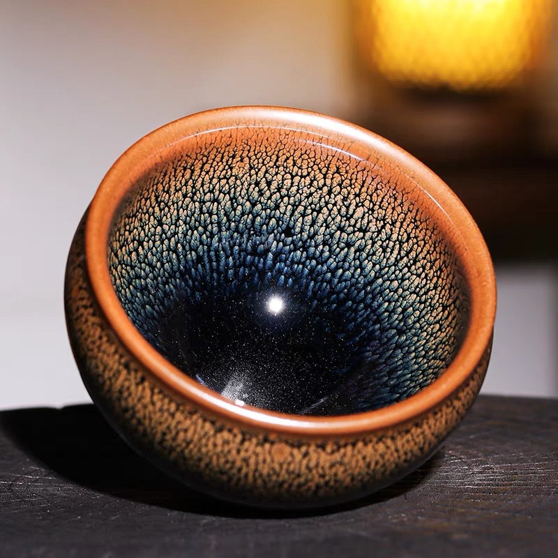 Temmoku Porcelainess | 'Golden Partridge' Artisanal Jian Zhan Tea Cup