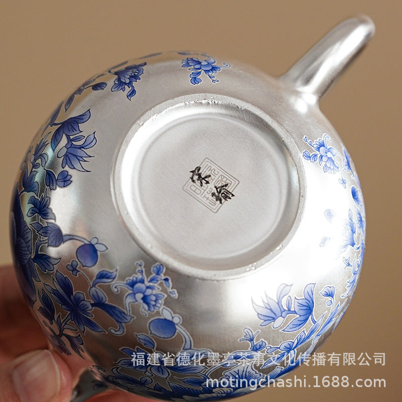 Porcelainess | Gilded Silver & Blue Peony Xishi Tea Set