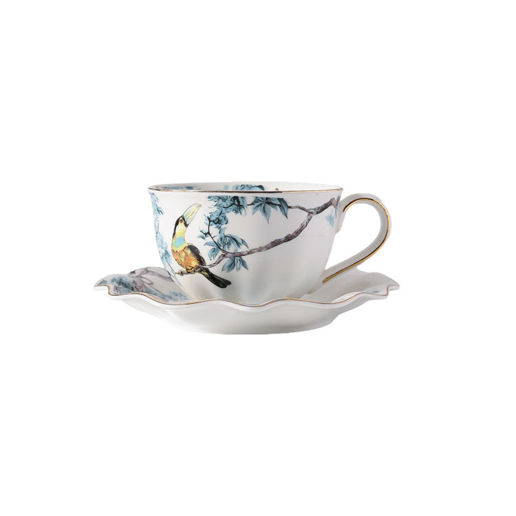 The Celestial Aviary - Hand-Painted Gilded Bird and Flower Tea Set