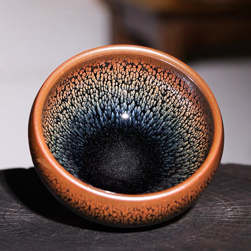 Temmoku Porcelainess | 'Golden Partridge' Artisanal Jian Zhan Tea Cup